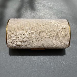 Schildkraut vintage white beaded compact